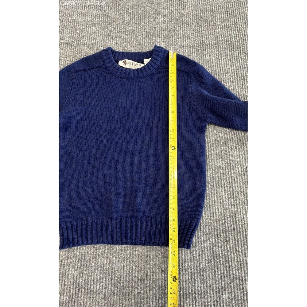 Vintage 90s Glen Kaylin Women's Navy Shetland Wool Crewneck Sweater Sz S - Picture 5 of 7